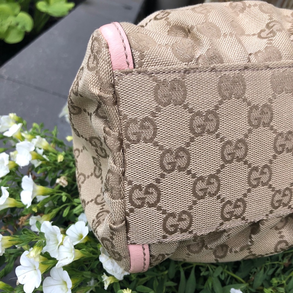 Pink Leather GG Canvas D-Ring Hobo Bag. 💫 - Picture 6 of 11